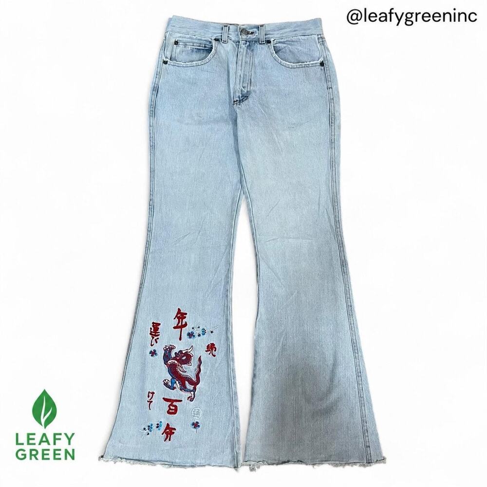 Oxxy Japanese Dragon Embroidered Light Wash Jeans us sz 30x31 Italy Archive